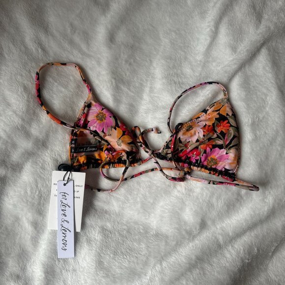 BNWT For Love & Lemons Vienna Floral Triangle Swim Top - Picture 7 of 8